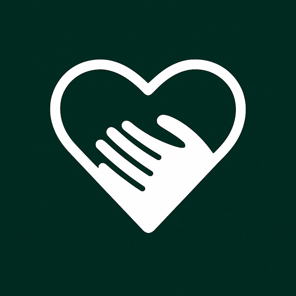 Healing With Mariah logo – hand and heart icon symbolizing emotional support and cultural healing