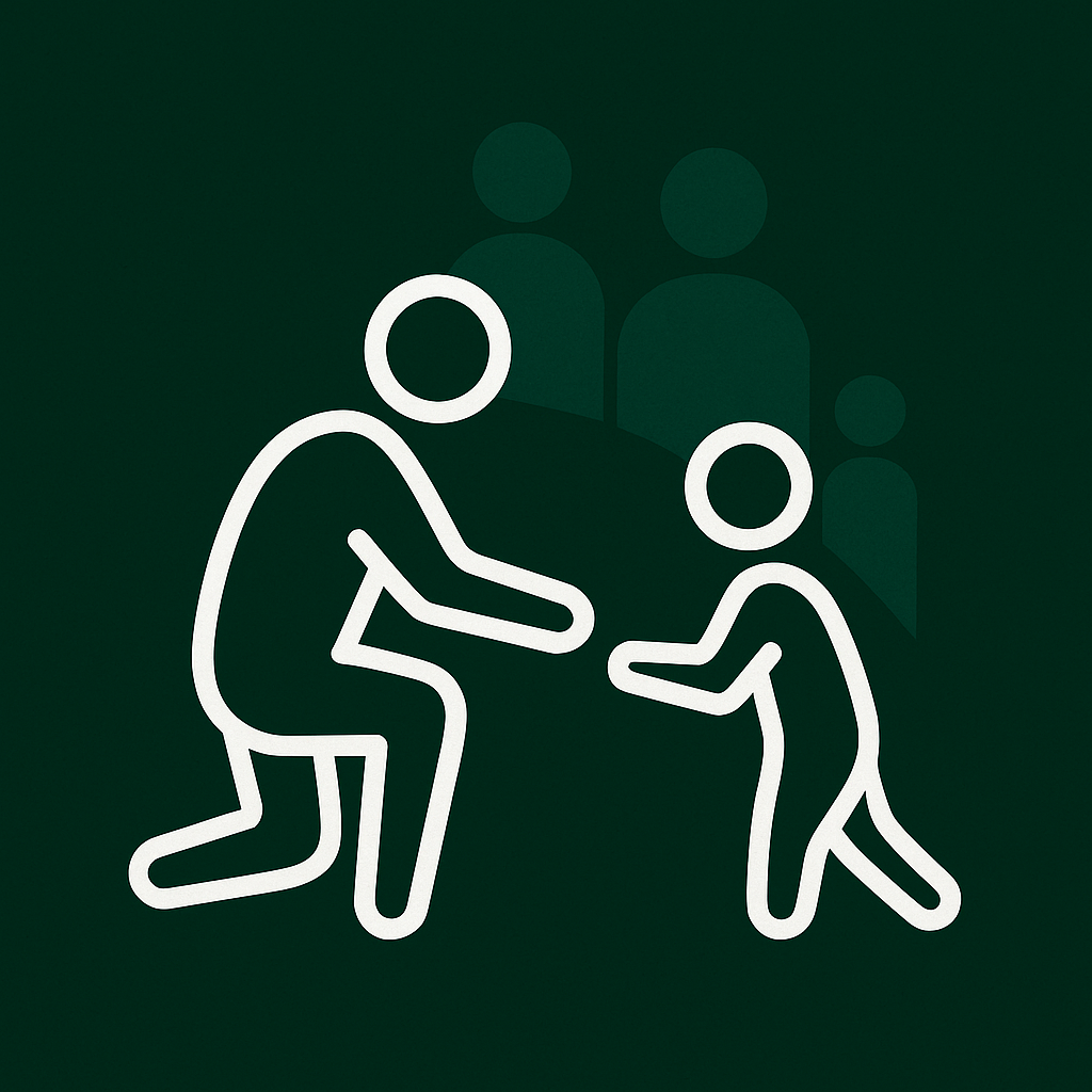 Icon of parent and child reaching for each other, representing parenting support and relationship repair